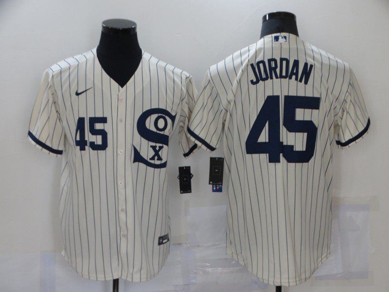 Men Chicago White Sox #45 Jordan Cream stripe Dream version Game Nike 2021 MLB Jersey